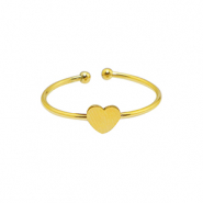 Stainless steel rings heart Gold
