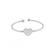 Stainless steel rings heart Silver