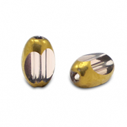 Oval glass beads Light Aubergine Purple Transparent-Gold