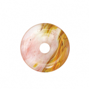 Natural stone charms glass donut 25mm Brown-Transparent