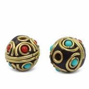 Bohemian beads Turquoise-Red Antique Gold