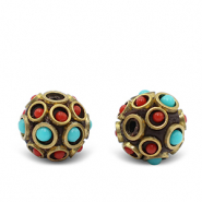 Bohemian beads Turquoise-Red Antique Gold