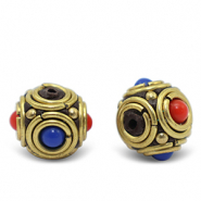 Bohemian beads Dark Royal Blue-Red Antique Gold