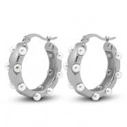 Stainless steel earrings imitation pearls Silver