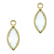 Crystal glass charms oval Light Sky Blue-Gold
