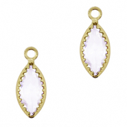 Crystal glass charms oval Light Lilac-Gold