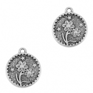 DQ European metal charms flower Antique Silver (nickel free)