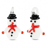 Glass charms Snowman White-Red-Black