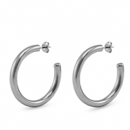 Stainless steel earrings / earpins creole Silver