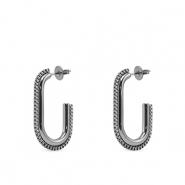 Stainless steel earrings / earpins oval Silver