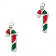 Brass TQ metal charms candy cane Silver