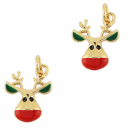 Brass TQ metal charms reindeer Gold