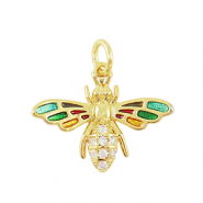 Brass TQ metal charms zirconia Bee Gold