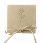 Jewellery Bag flower Latte Beige-Gold