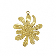 Stainless steel charms sunflower Gold