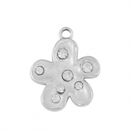 Stainless steel charms flower Silver / Crystal
