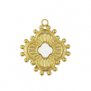 Stainless steel charms flower Gold / White