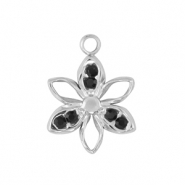 Stainless steel charms flower Silver / Black