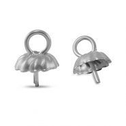 Stainless steel findings end cap for beads Silver