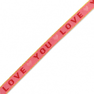 Ribbon tekst "love you" Dark Pink-Red