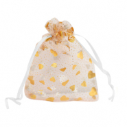 Jewellery Organza Bag 7x9cm heart White-gold