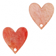 Resin pendants heart Coral Red