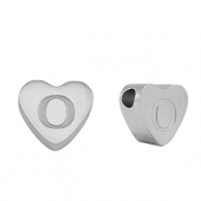 Stainless steel beads heart letter O Silver