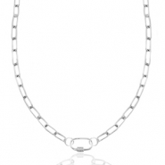 Stainless steel necklaces chain link oval lock Silver