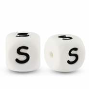 Letter beads silicone S White-black