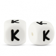 Letter beads silicone K White-black
