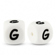 Letter beads silicone G White-black