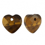 Natural stone charms Tigereye  heart Golden Brown