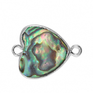 Freshwater pearls connector heart Silver-Ocean Green