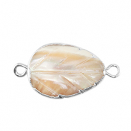 Freshwater pearls connector leaf Silver-Taupe