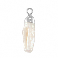 Freshwater pearls charm tooth Silver-Natural White