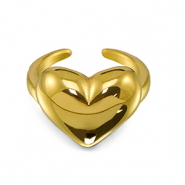 Stainless steel rings heart Gold