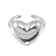 Stainless steel rings heart Silver