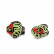 Ceramic beads fish Yellow-Green Red