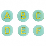 Acrylic letter beads mix Turquoise Green-Gold