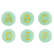 Acrylic letter beads mix Mint Green-Gold