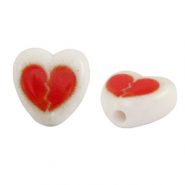 Acrylic letter beads heart White-Red