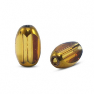 Oval glass beads Yellow Transparent-Gold