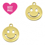 Stainless steel charms smiley Gold