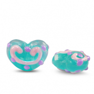 Acrylic beads heart Green-purple