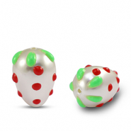 Acrylic beads strawberry Pearl-red green