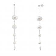 Stainless steel earrings / earpins pearls Silver
