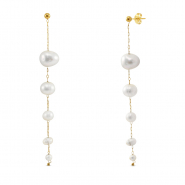 Stainless steel earrings / earpins pearls Gold