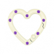 Colourful jewellery findings key chain heart Off White-Purple