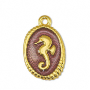 DQ European metal charms seahorse Transparant Purple-Gold (nickel free)