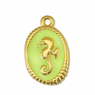 DQ European metal charms seahorse Lime Yellow-Gold (nickel free)